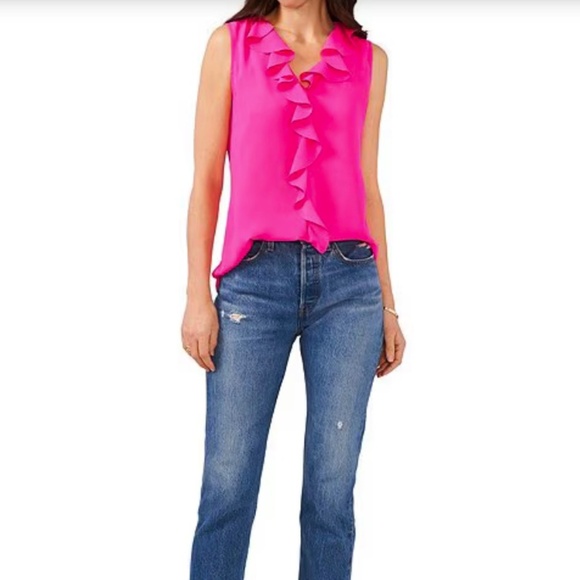 Vince Camuto Women’s Sleeveless Ruffle Front Blouse XS - Picture 2 of 10